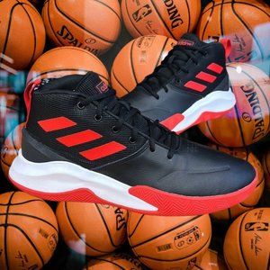 Adidas OwnTheGame Black Red Athletic Basketball Men's Shoes Sneakers Size 9.5